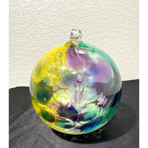 HUGE Art Glass Fairy Orb 5" Ball Ornament Stunning Colors - Picture 3 of 9